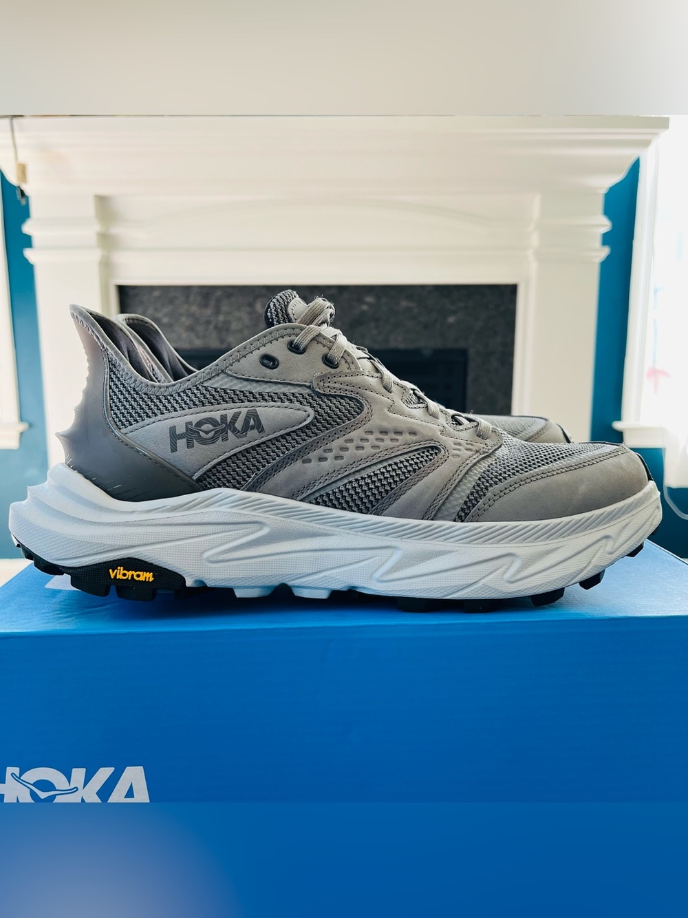 Sz 10 HOKA Anacapa 2 Freedom Men's Hiking Shoes Grey Slip Resistant 1155192/GCS
